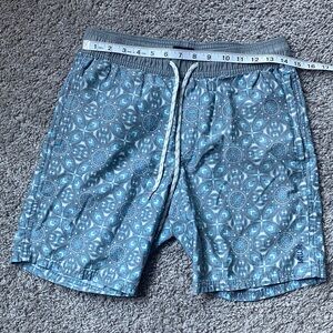 Valor - Blue and Gray Swim Trunks with Elastic Waistband